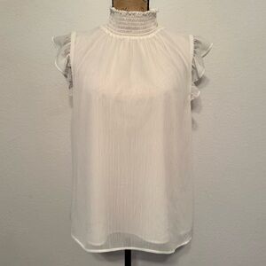 Banana Republic Ruffle Neck Sleeveless Cream Colored Top XL